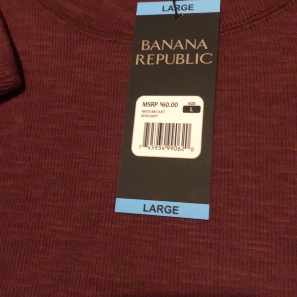 BRAND NEW MEN’S BANANA REPUBLIC CREW KNIT SWEATER SIZE LARGE! COLOR BURGUNDY! - Picture 3 of 8